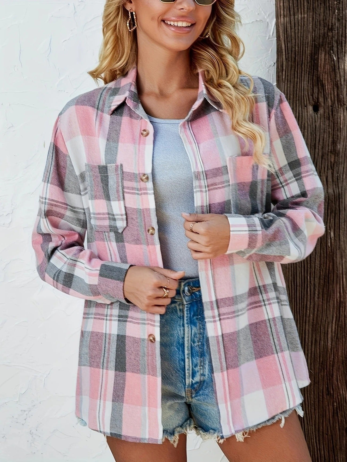 Lidia | Sobrecamisa Mujer de Cuadros de Algodón Manga Larga Oversize