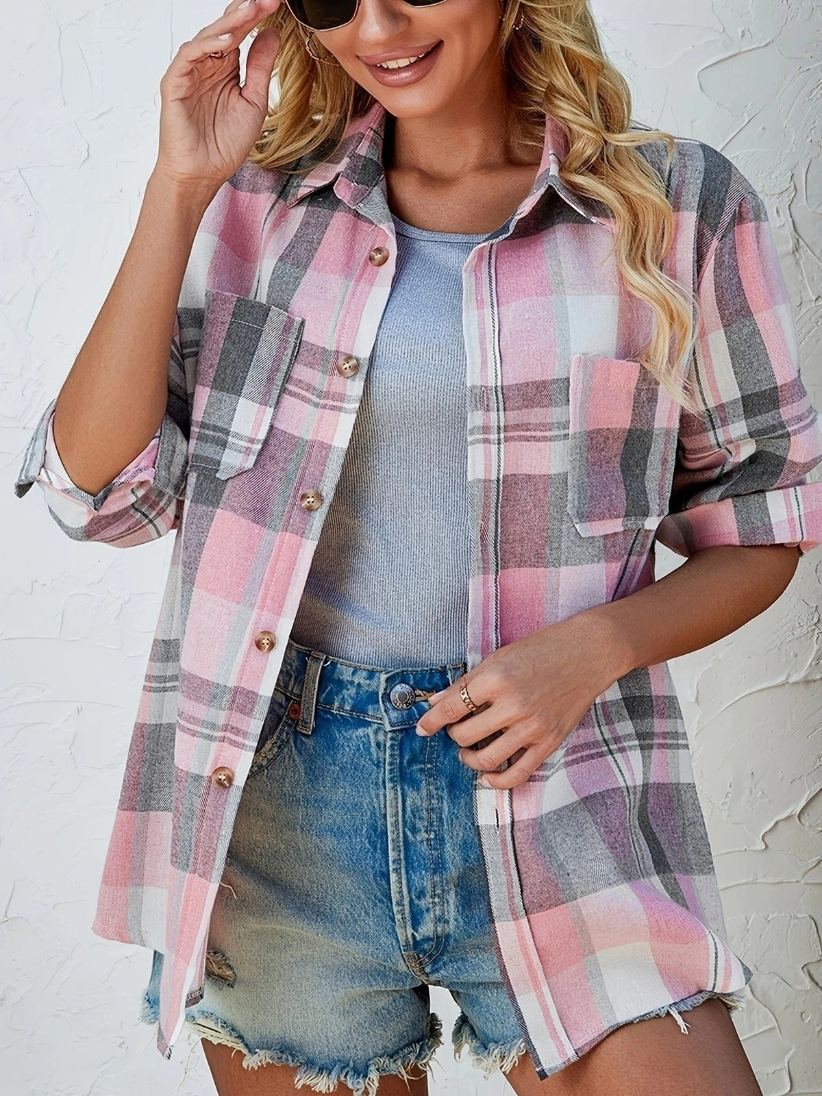 Lidia | Sobrecamisa Mujer de Cuadros de Algodón Manga Larga Oversize