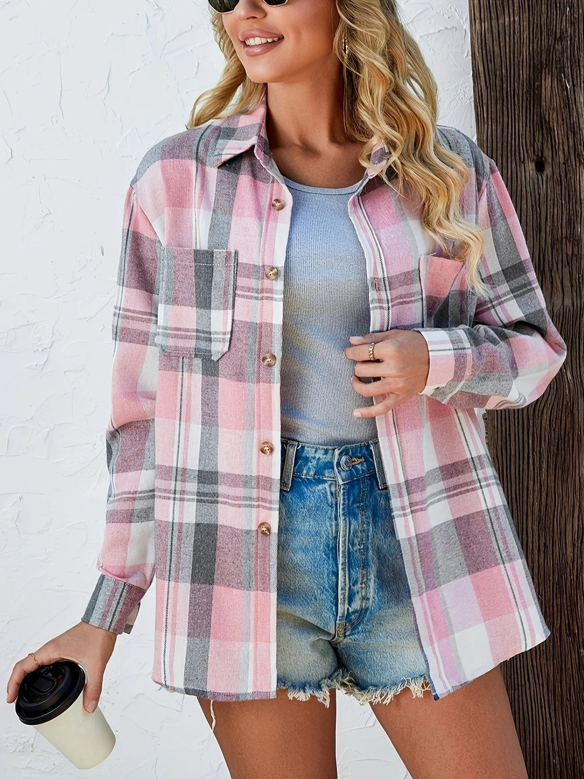 Lidia | Sobrecamisa Mujer de Cuadros de Algodón Manga Larga Oversize