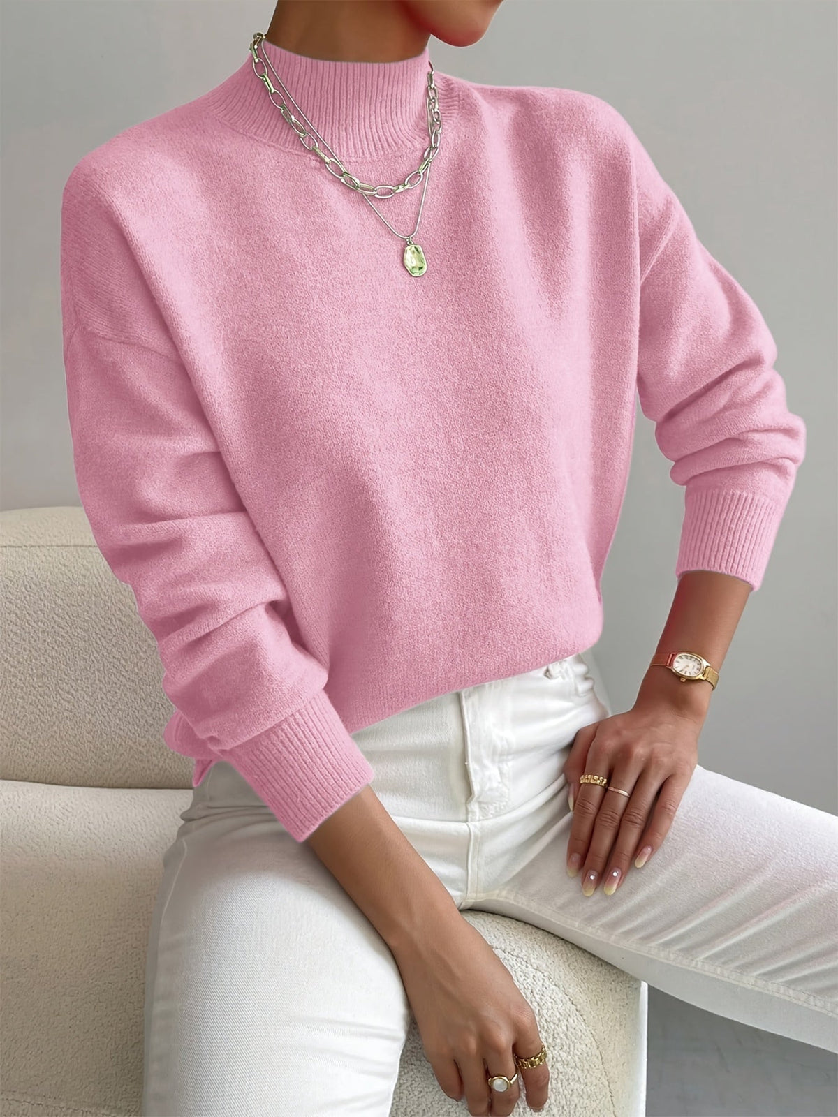 Lidia | Jersey de Punto Cuello Alto Mujer Manga Larga Oversize