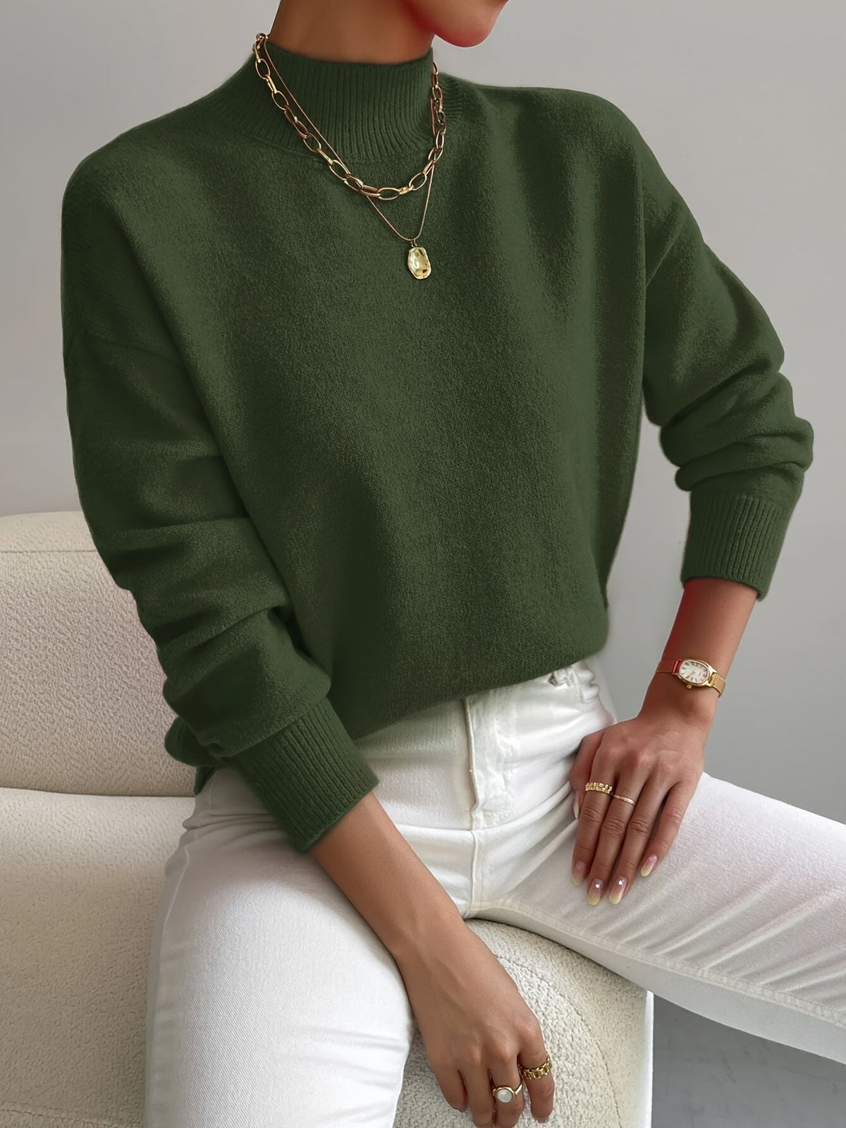 Lidia | Jersey de Punto Cuello Alto Mujer Manga Larga Oversize