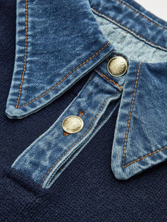 Lidia | Jersey de Punto Mujer Cuello Denim Patchwork Manga Larga