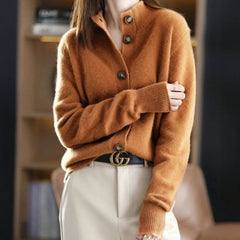 Lidia | Jersey Fino de Lana Mujer Cuello Medio con Botones
