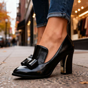 Lidia | Zapatos de Tacón Bloque con Lazo Mujer Punta Fina