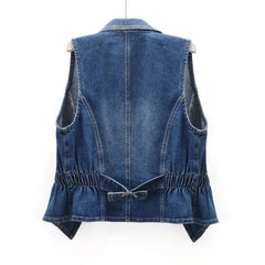 Lola | Chaleco Vaquero Mujer Sin Mangas Cuello Solapa