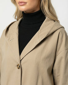 Lola | Gabardina Larga Impermeable Mujer con Capucha Botones