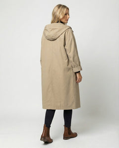 Lola | Gabardina Larga Impermeable Mujer con Capucha Botones