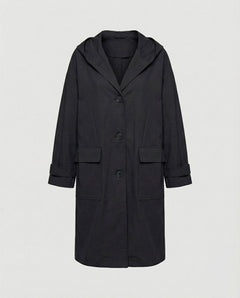 Lola | Gabardina Larga Impermeable Mujer con Capucha Botones