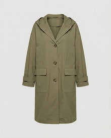 Lola | Gabardina Larga Impermeable Mujer con Capucha Botones