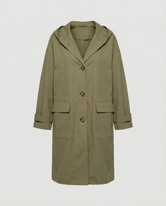 Lola | Gabardina Larga Impermeable Mujer con Capucha Botones