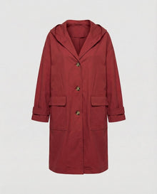 Lola | Gabardina Larga Impermeable Mujer con Capucha Botones