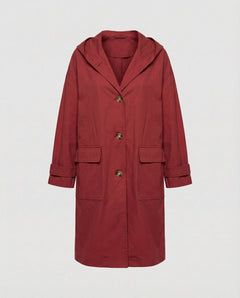 Lola | Gabardina Larga Impermeable Mujer con Capucha Botones