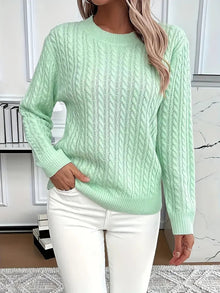 Lola | Women's Cable Knit Crewneck Long Sleeve Sweater