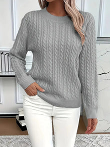 Lola | Women's Cable Knit Crewneck Long Sleeve Sweater