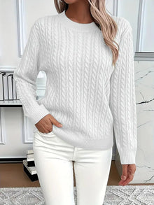 Lola | Women's Cable Knit Crewneck Long Sleeve Sweater