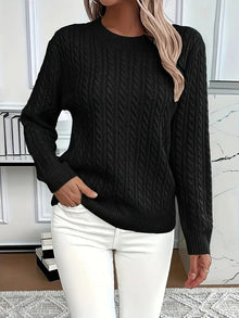 Lola | Jersey de Punto Trenzado Mujer Cuello Redondo Manga Larga