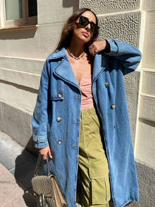 Lola | Trench Coat de Denim Largo Mujer Doble Botonadura