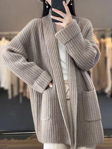 Lorena | Cárdigan de Punto Oversize Mujer Bolsillos Manga Larga