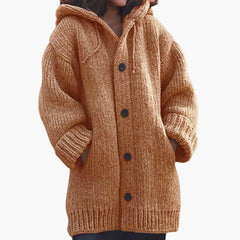 Lourdes | Cárdigan de Punto con Capucha Mujer Oversize Botones
