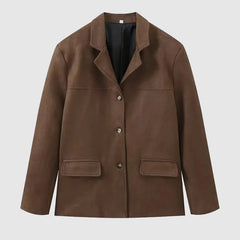 Macarena | Chaqueta de Ante Mujer Corte Suelto Solapas