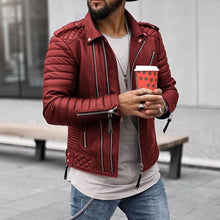 Marcos | Chaqueta de Cuero Biker Hombre Cremalleras Acolchada