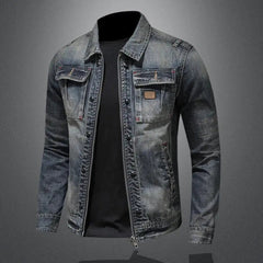 Marcos | Chaqueta Vaquera Hombre Vintage Cremallera Doble