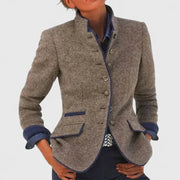 Marisol | Blazer de Lana Mujer Cuello Mao Botones Formal