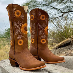 Marisol | Botas Camperas Mujer Caña Alta Bordado Floral