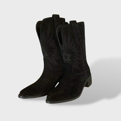 Marisol | Botines Cowboy Mujer de Ante Bordados Caña Media