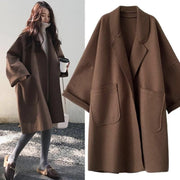 Mencía | Abrigo Largo de Mezcla de Lana Oversize Mujer Cuello Solapa