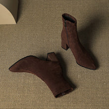 Mencía | Botines de Ante Tacón Bloque Mujer Cremallera Lateral
