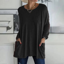Mencía | Camiseta Oversize de Manga Larga Mujer Bolsillos Cuello Redondo