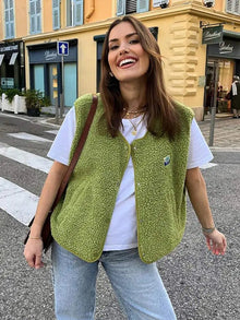 Mencía | Gilet de Borreguillo Mujer Escote V Sin Mangas