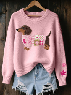 Mencía | Jersey de Punto Oversize Mujer Estampado Perrito Cuello Redondo