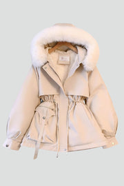 Mencía | Parka Acolchada Mujer con Capucha Piel Cordón Ajustable