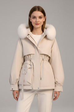 Mencía | Parka Acolchada Mujer con Capucha Piel Cordón Ajustable