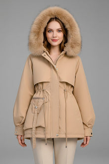 Mencía | Parka Acolchada Mujer con Capucha Piel Cordón Ajustable