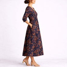 Mencía | Vestido Invitada Invierno Estampado Floral Mujer Manga 3/4 Bolsillos