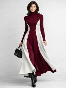 Mencía | Vestido Largo de Invierno Mujer Cuello Alto Manga Larga