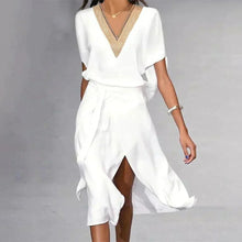 Mencía | Vestido Midi Elegante Mujer Escote V Abertura Lateral
