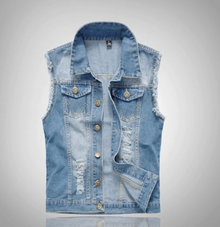 Mikel | Chaleco Vaquero Biker Hombre Botones Dorados