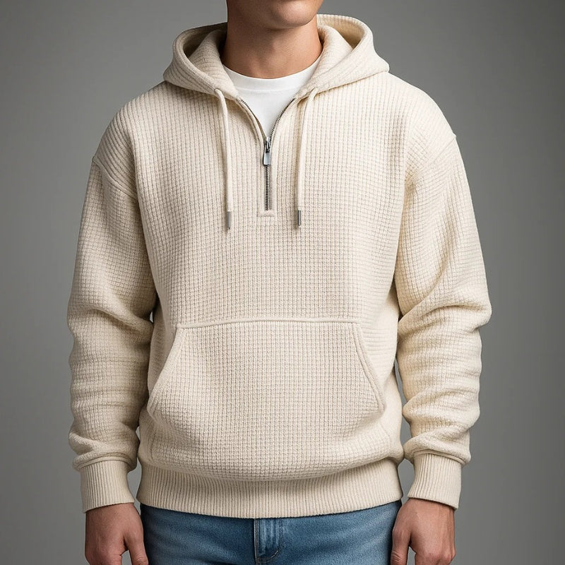 Mikel | Zip Hoodie de Tejido Waffle Hombre Media Cremallera