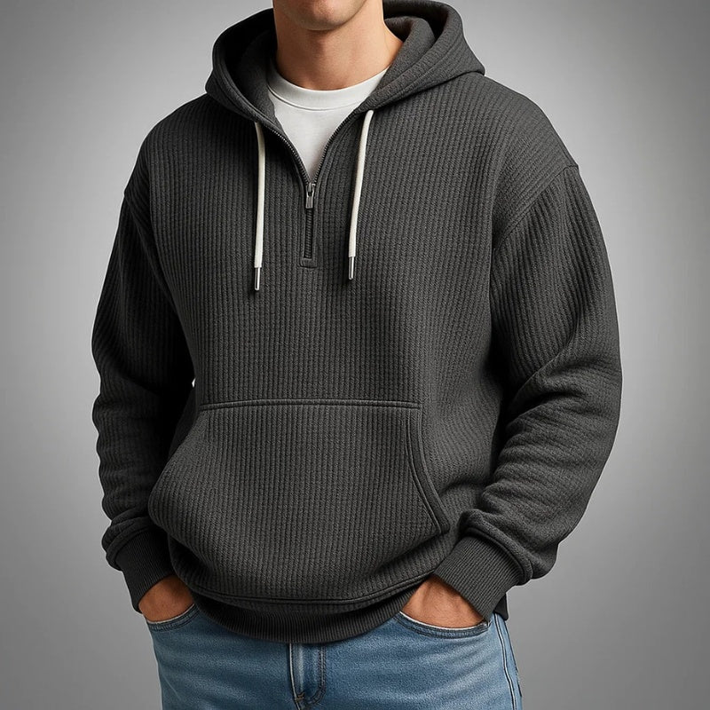Mikel | Zip Hoodie de Tejido Waffle Hombre Media Cremallera