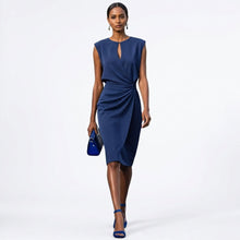 Mónica | Vestido Drapeado de Cóctel Sin Mangas Mujer Escote Keyhole