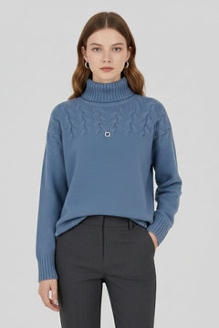 Montserrat | Jersey de Punto con Cuello Alto Mujer Trenzas Oversize