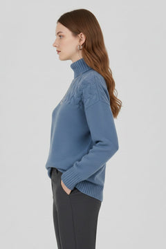 Montserrat | Jersey de Punto con Cuello Alto Mujer Trenzas Oversize