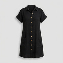 Montserrat | Vestido Camisero Corto Mujer Manga Corta Bolsillos