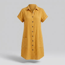 Montserrat | Vestido Camisero Corto Mujer Manga Corta Bolsillos