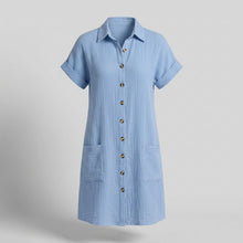 Montserrat | Vestido Camisero Corto Mujer Manga Corta Bolsillos
