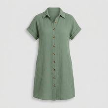 Montserrat | Vestido Camisero Corto Mujer Manga Corta Bolsillos